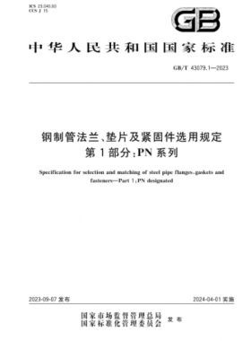 鋼制管法蘭、墊片及緊固件選用規(guī)定 第1部分：PN系列國標/T 43079.1-2023