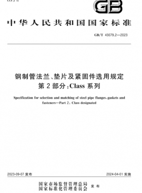 鋼制管法蘭、墊片及緊固件選用規(guī)定 第2部分：Class系列國標/T 43079.2-2023